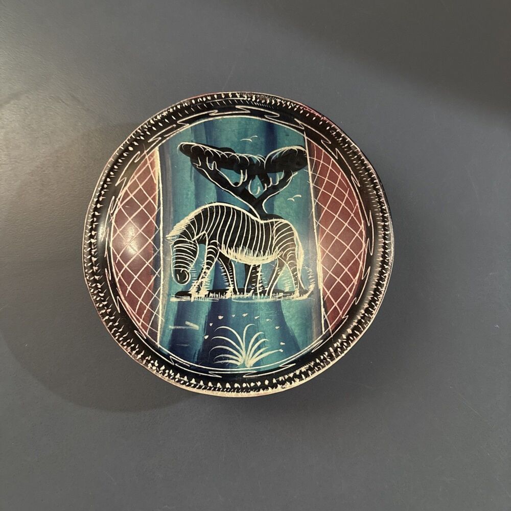 African Stone Bowl 4 Inch Round Decorative Zebra Originally $60